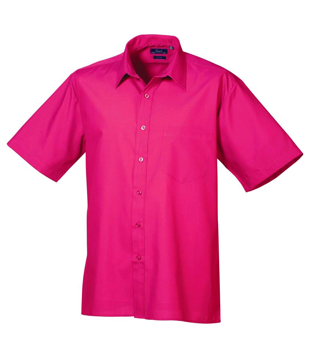 Mens short sleeve formal poplin plain work shirt hot pink Premier