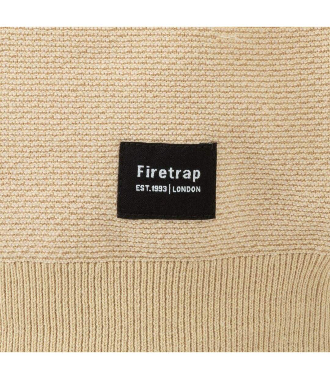 Mens Knitted Short-sleeved Shirt Beige Firetrap-4