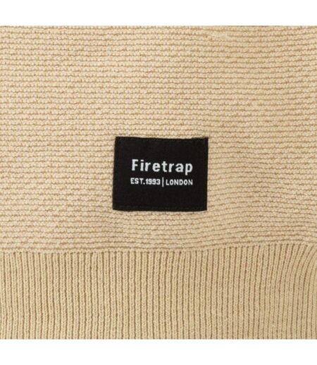Mens Knitted Short-sleeved Shirt Beige Firetrap