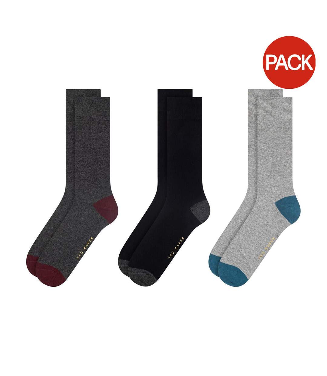 Lot De 3  Chaussettes Homme Anthracite Noir Gris Ted Baker-1