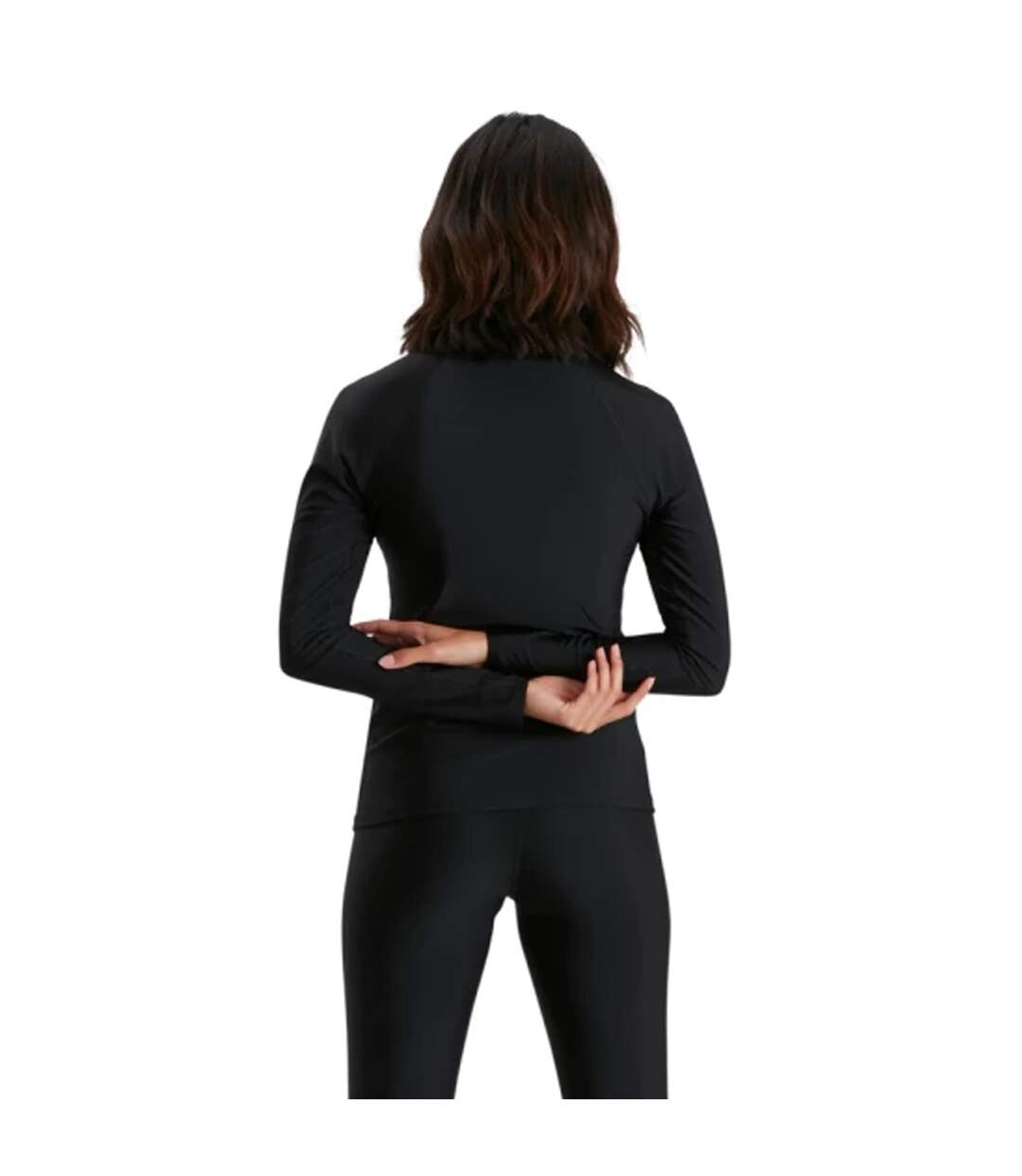Womens/ladies Zipped Long-sleeved Rash Guard Black Speedo-3