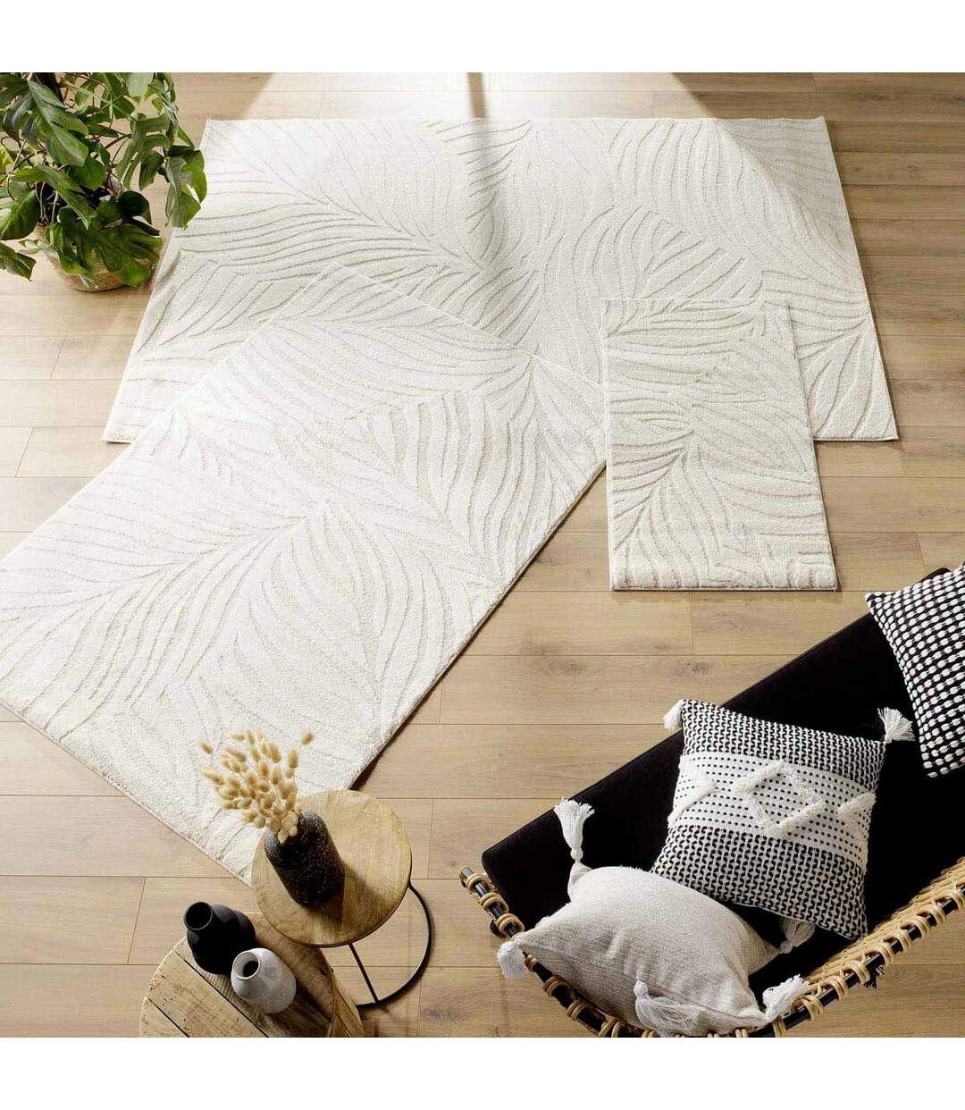 Tapis Shaggy Relief Ankara 60x110cm Beige-4