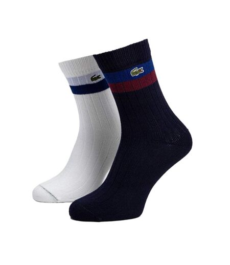 x2 paires de chaussettes blanches/noires homme lacoste ra4241 - 43/46