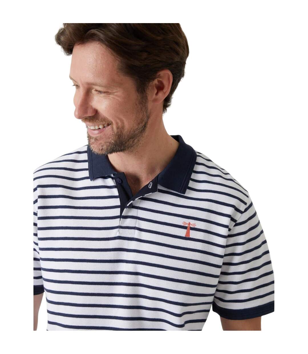 Polo Motif/style À Rayures Crail Homme Bleu Marine Blanc Saltwell-4