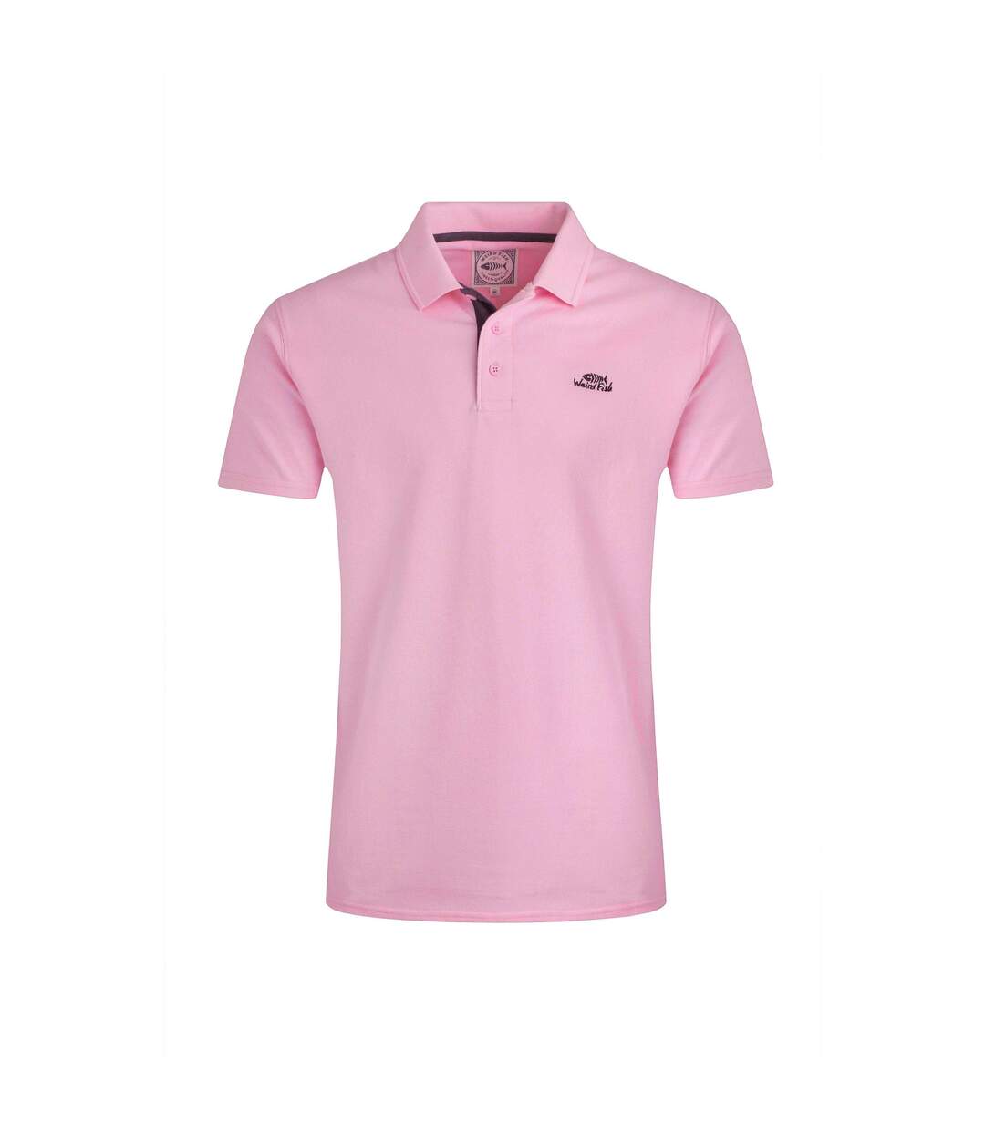 Mens miles pique organic polo shirt pink Weird Fish-1