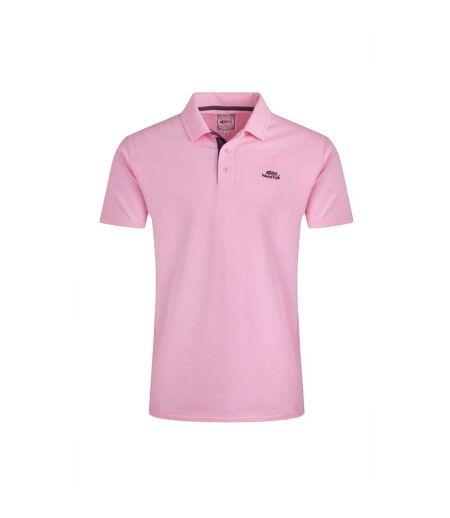 Mens miles pique organic polo shirt pink Weird Fish