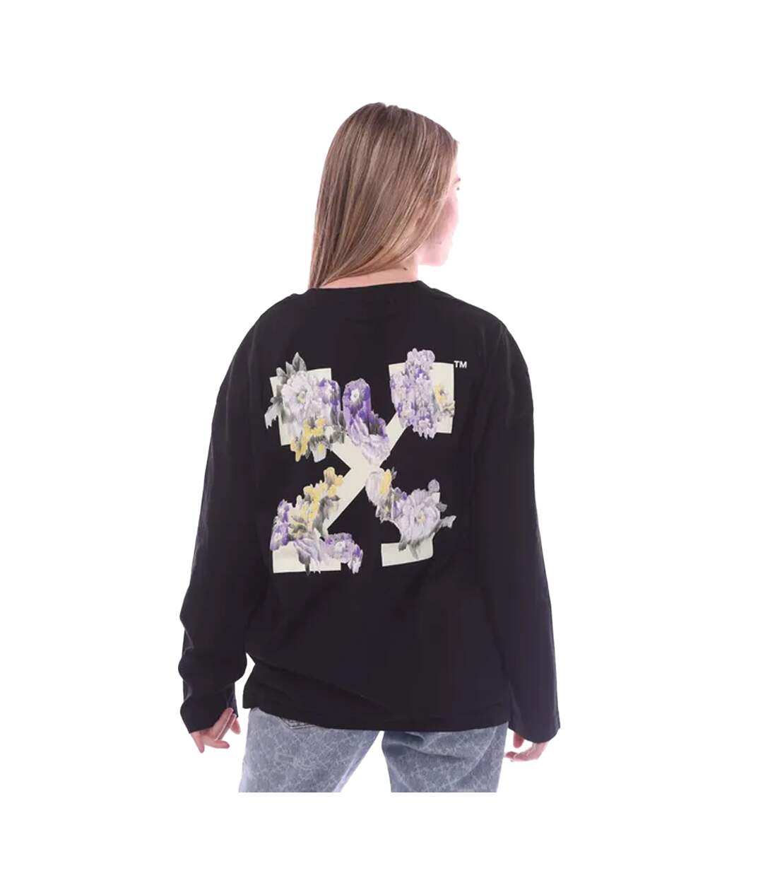 T-shirt manches longues arrow femme noir Off White-2