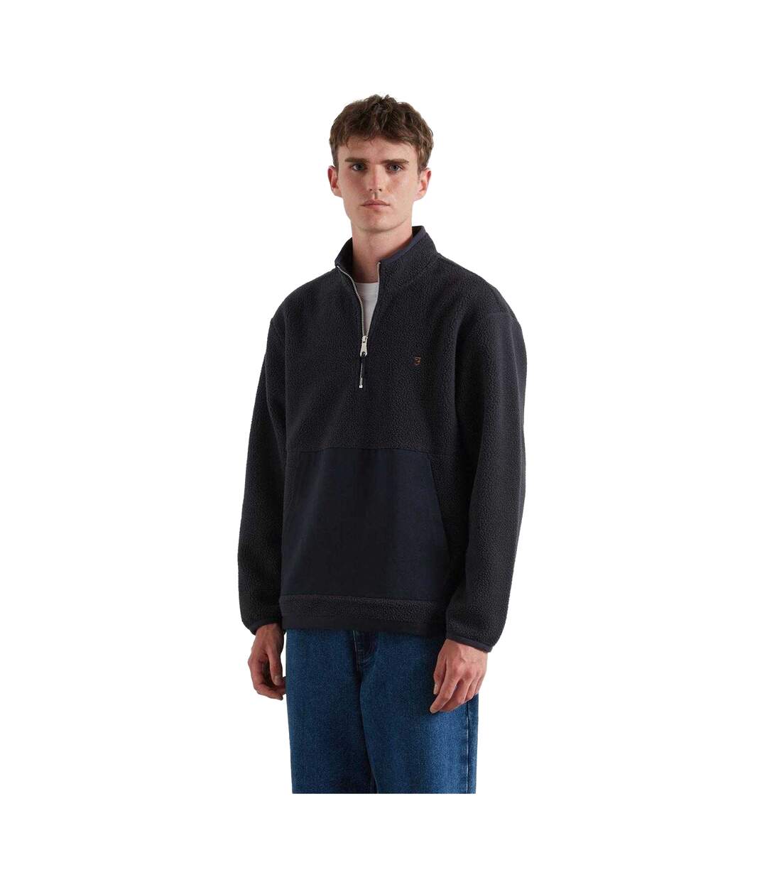 Mens Quarter Zip Fleece True Navy Farah-2