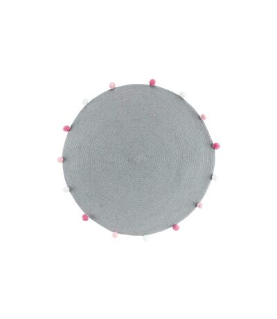 Tapis Rond Enfant Pompomparty 90cm Gris
