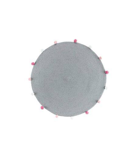 Tapis Rond Enfant Pompomparty 90cm Gris