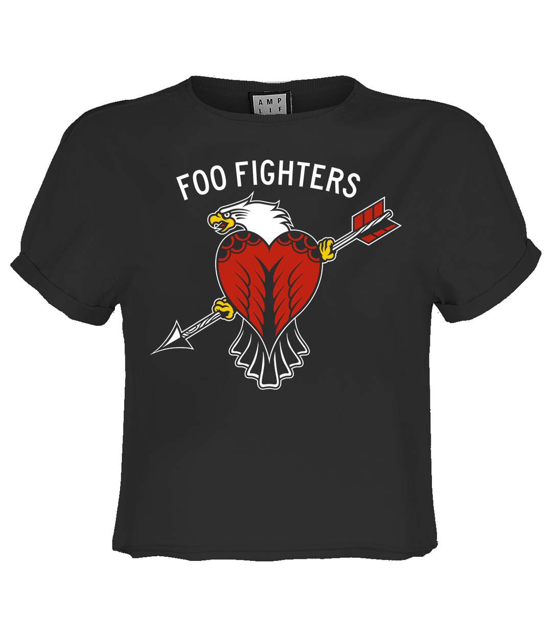 Womens/ladies Eagle Tattoo Foo Fighters Crop Top Charcoal Amplified-1