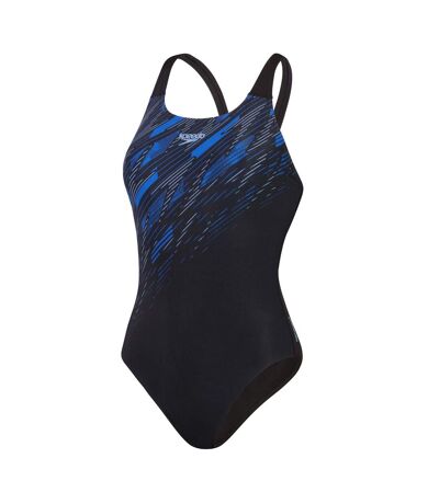 Womens/ladies Hyperboom Placement Muscleback One Piece Swimsuit Black Blue Speedo