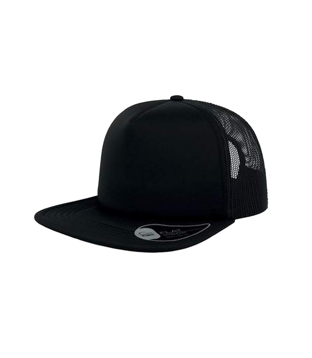 Unisex snap 90s flat visor 5 panel trucker cap black/black Atlantis-1