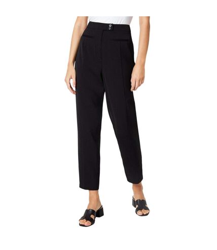 Womens/ladies double button tapered trousers black Dorothy Perkins