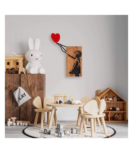 Décoration murale en bois et métal Walnut Fille avec coeur