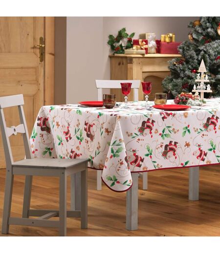 Nappe Antitache Imprimé Père-Noël 150x300cm Blanc