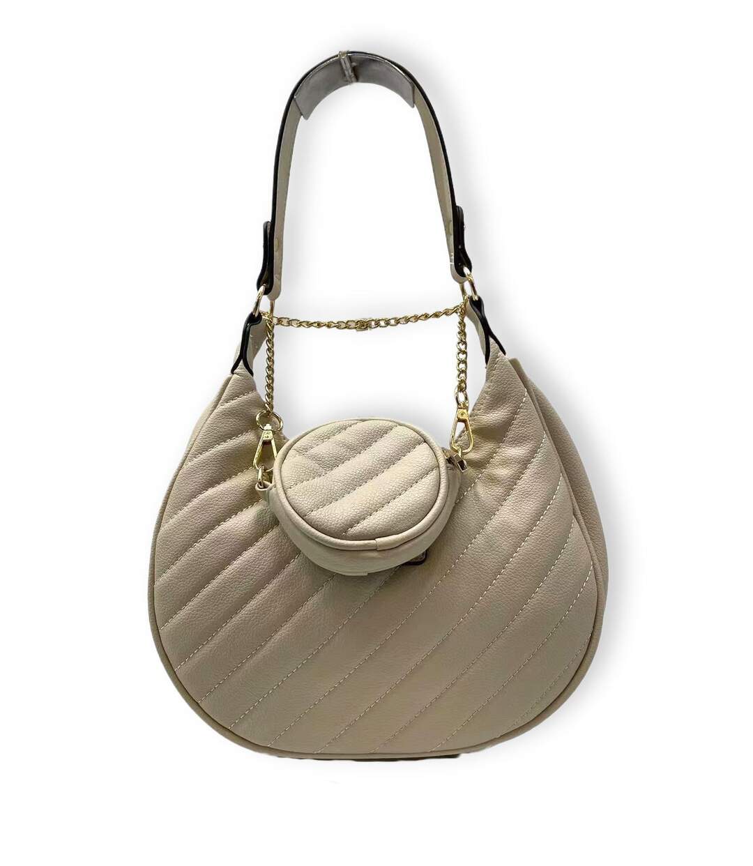 Sac à main femme  - Sac portée mains ou épaules en simili cuir de couleur beige