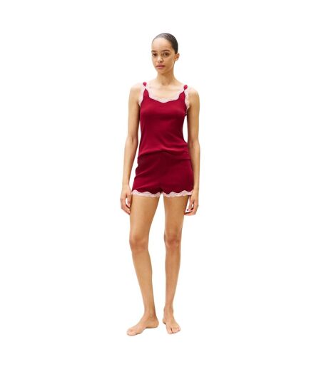 Ensemble De Pyjama Court Manches Style Caraco Motif/style Lacets Femme Rouge Tommy Hilfiger