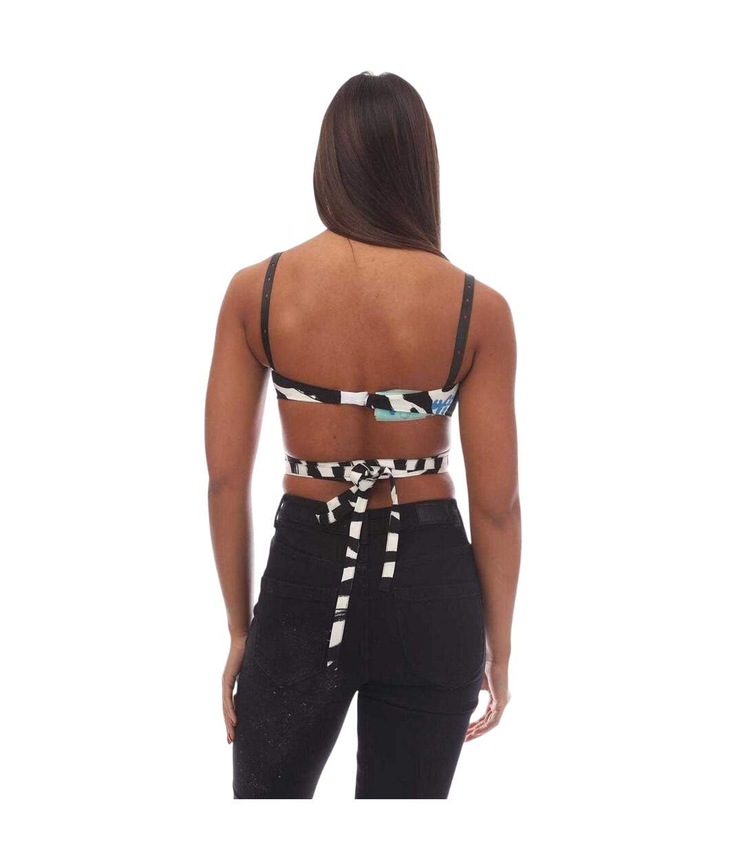 Womens/ladies Zebra Print Bralette White Black Off White-2