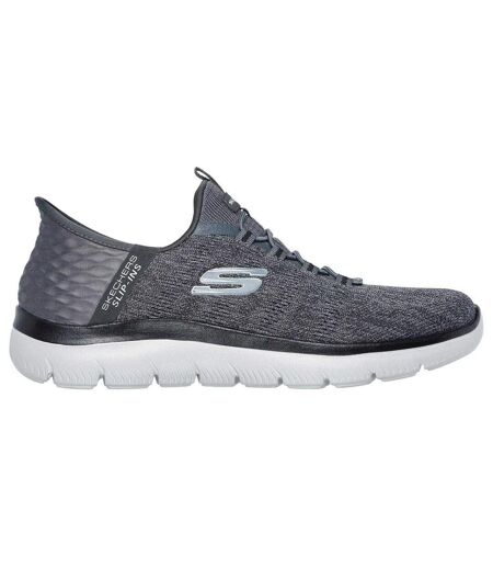 Mens Summits Key Pace Mesh Slip-in Flat Trainers Charcoal Skechers