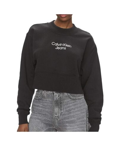 Sweat Noir Femme Calvin Klein Jeans Stacked Institutiona - M