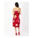 Robe courte chic fines bretelles cache cœur TESSA fleurie rouge Coton Du Monde