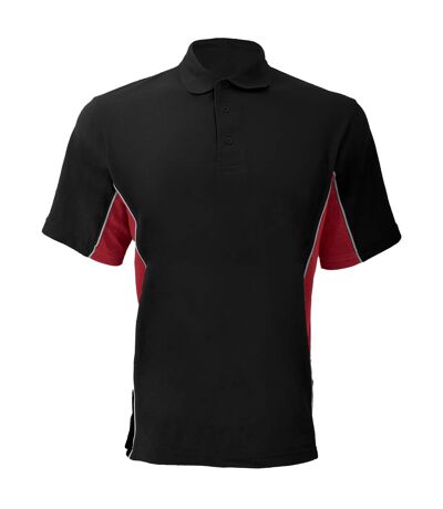 Gamegear® Mens Track Pique Short Sleeve Polo Shirt Top (Black/Red/White) - UTBC412