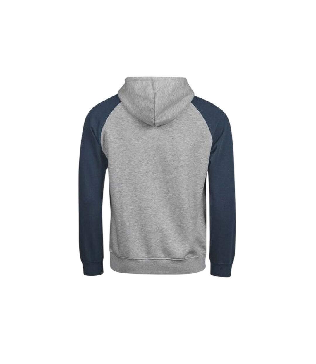 Mens Unlabeled Two Tone Relaxed Fit Raglan Hoodie Heather Grey Ink Tee Jays-2