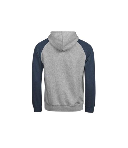Mens Unlabeled Two Tone Relaxed Fit Raglan Hoodie Heather Grey Ink Tee Jays