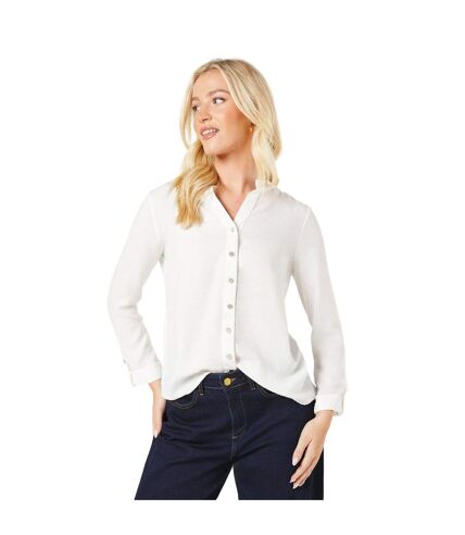 Womens/ladies roll sleeve shirt ivory Dorothy Perkins