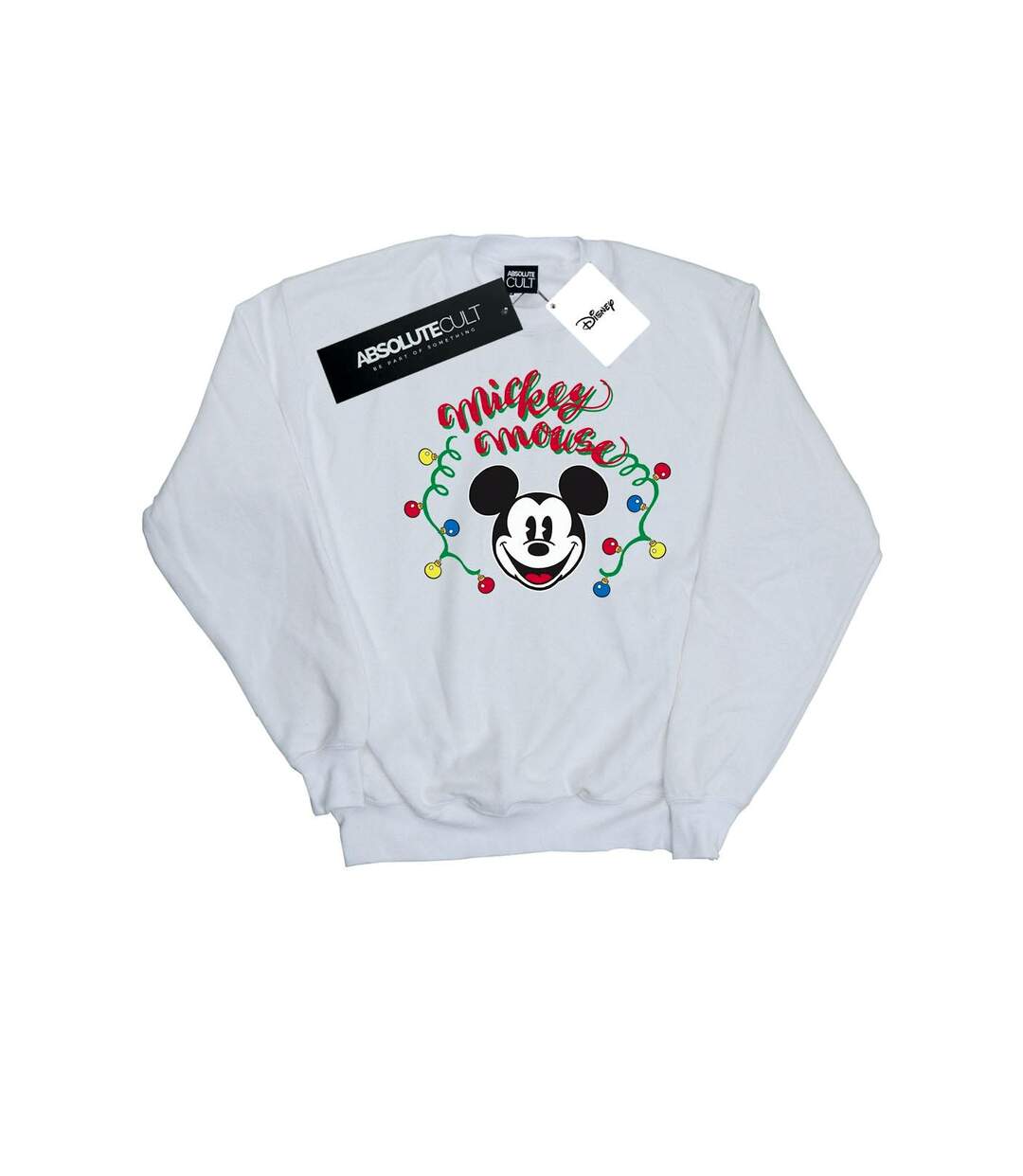 Disney Sweatshirt Womens/Ladies Mickey Mouse Christmas Light Bulbs (Blanc) - UTBI28657-1