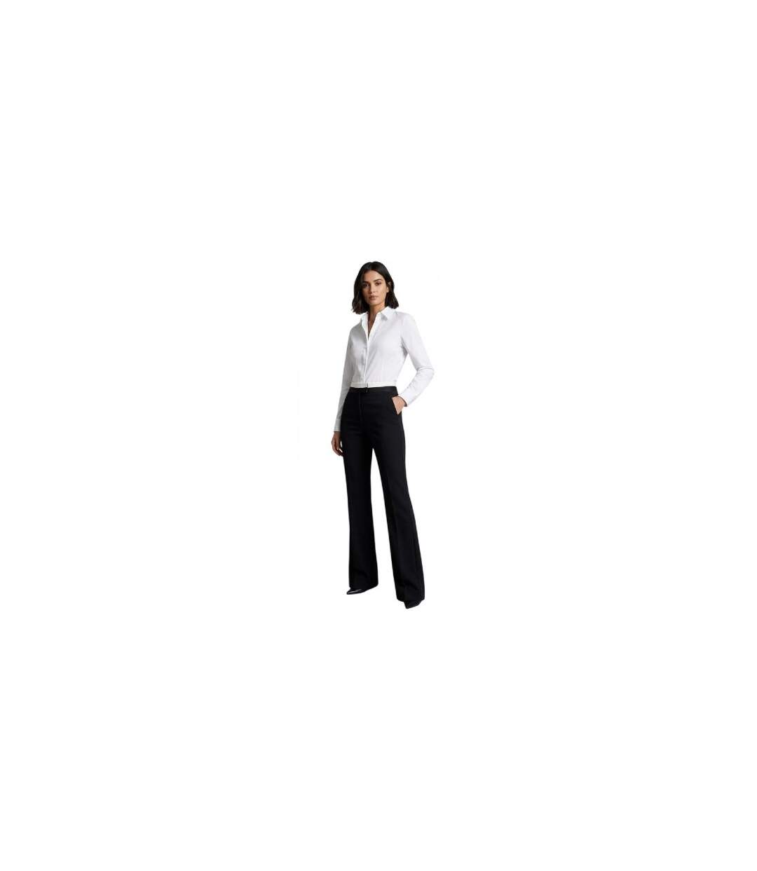 Pantalon De Smoking Motif/style Évasé Femme Noir Off White-1