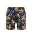 Short De Bain Motif/style Hawaïen Dawson Homme Bleu Marine Duke-3