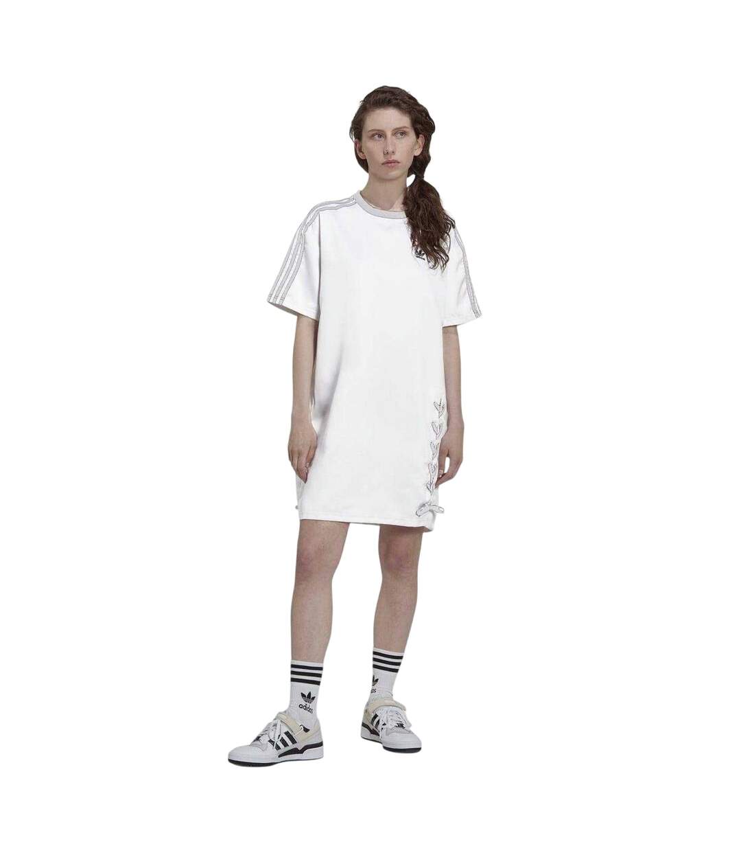 Robe T-shirt Femme Blanc Adidas-4