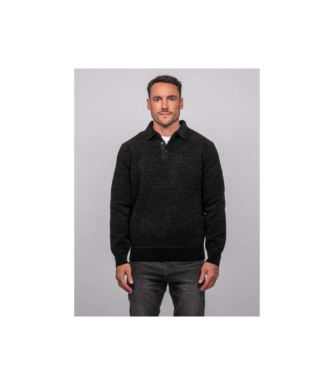 Pull polo chenille col boutonné LOCTOBIR-1