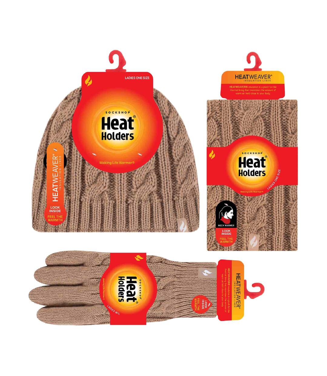 Ladies Fleece Lined Thermal Winter Hat, Neck Warmer & Converter Gloves Set-2