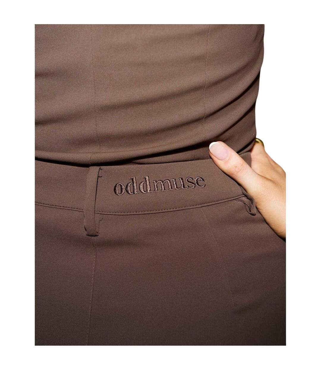 Womens/ladies Plain Maxi Skirt Brown Odd Muse-3