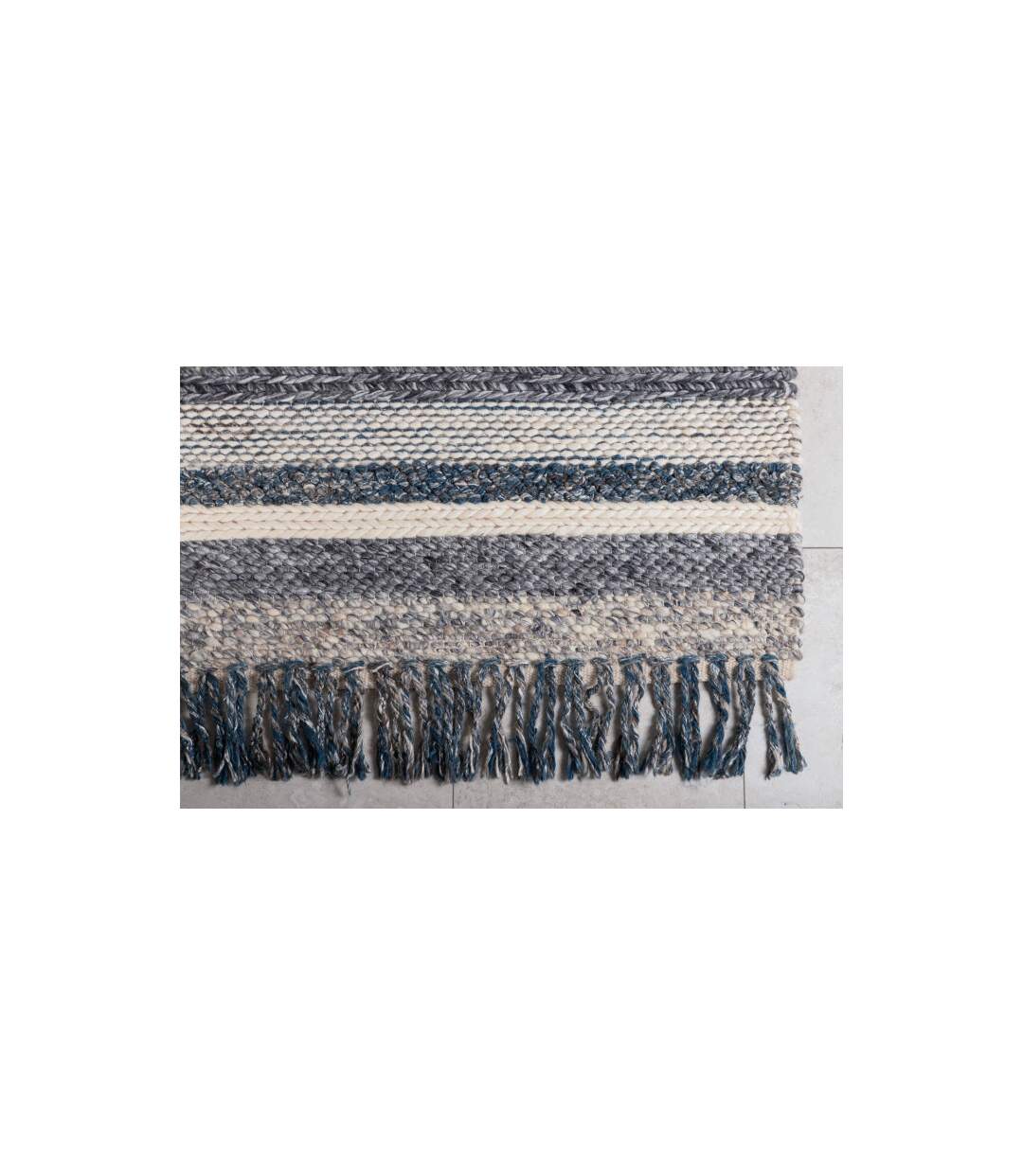 Tapis Déco en Laine Agra 170x240cm Bleu-4