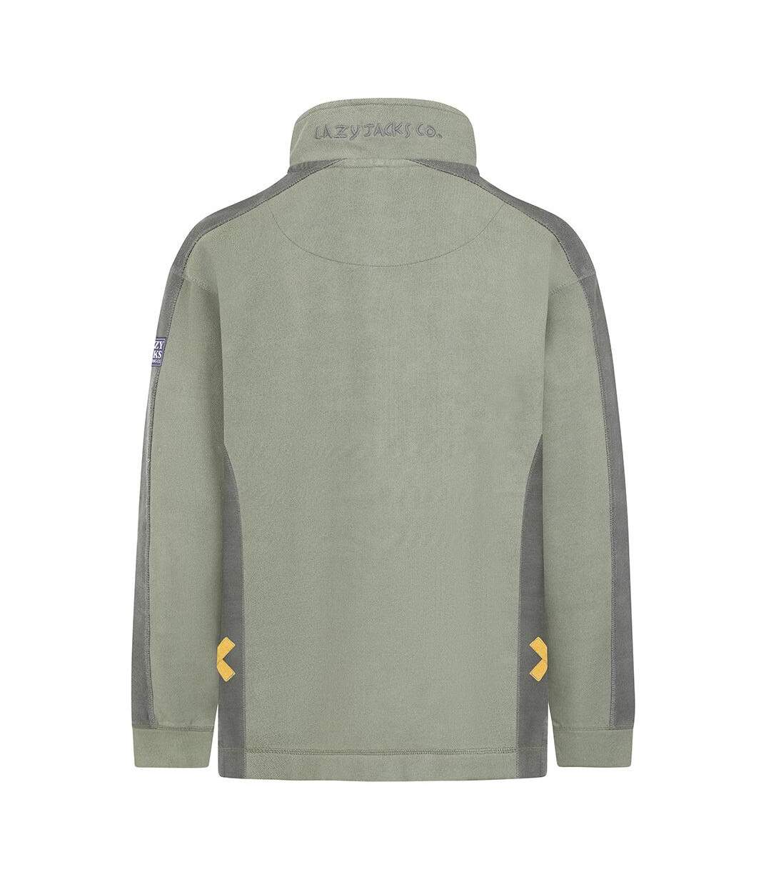 Sweat Motif/style Panneau Contrasté Homme Vert Kaki Lazy Jacks-4
