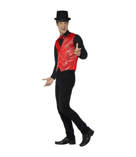 Unisex adult sequin costume vest red Smiffys