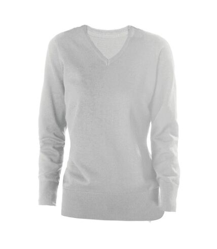 Kariban Womens/Ladies Cotton Acrylic V Neck Sweater (Gray Melange)