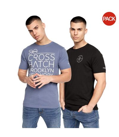 T-shirts Bestforth Homme Noir Bleu Crosshatch