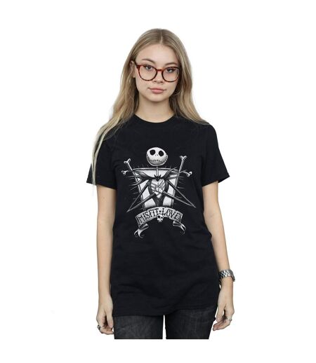 Disney Womens/Ladies Nightmare Before Christmas Misfit Love Cotton Boyfriend T-Shirt (Noir) - UTBI41438
