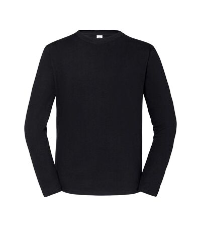 Mens iconic 195 premium ringspun cotton long-sleeved t-shirt black Fruit of the Loom