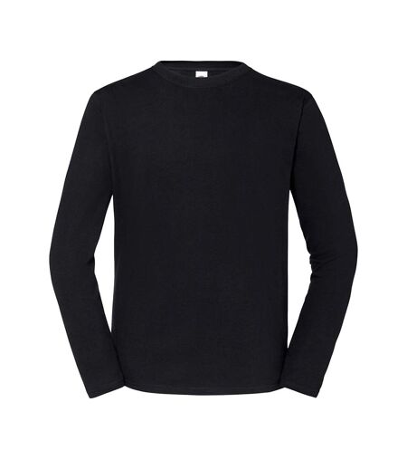 Mens iconic 195 premium ringspun cotton long-sleeved t-shirt black Fruit of the Loom