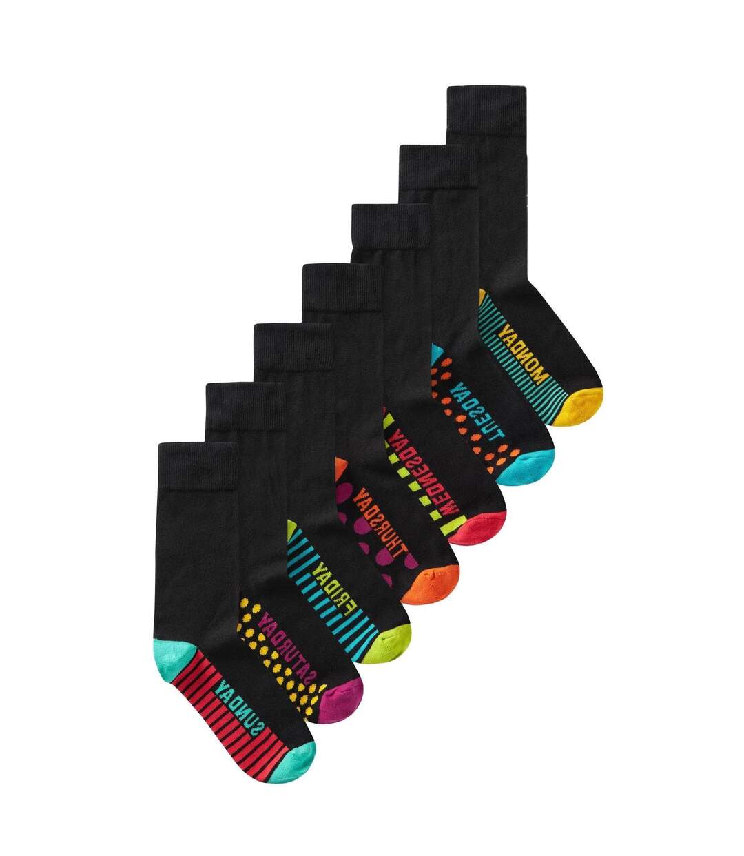 Pack Of 7  Mens Days Of The Week Cotton Socks  Multicoloured Ex Store-2