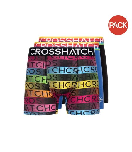 Pack of 3  Mens rainbow mix boxer shorts  black Crosshatch