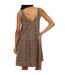 Womens/ladies Tiered V Neck Sleeveless Mini Dress Taupe Black Brave Soul-3