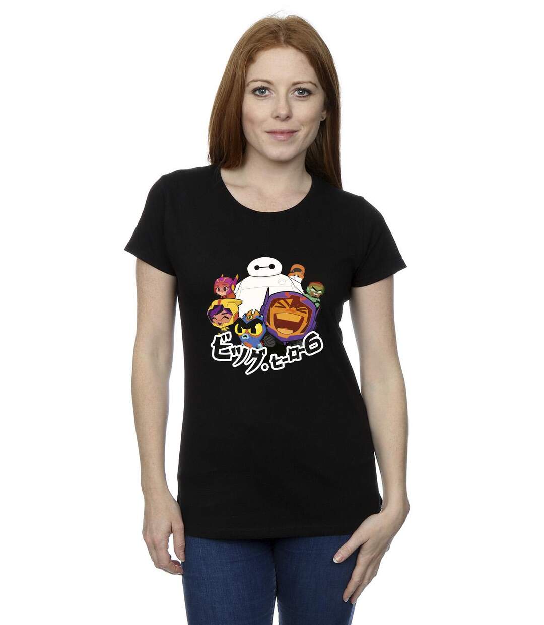 Disney - T-shirt BIG HERO BAYMAX GROUP MANGA - Femme (Noir) - UTBI13364-2