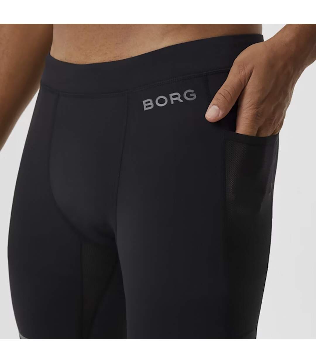 Mens Running Short Tights With Reflective Strip-5